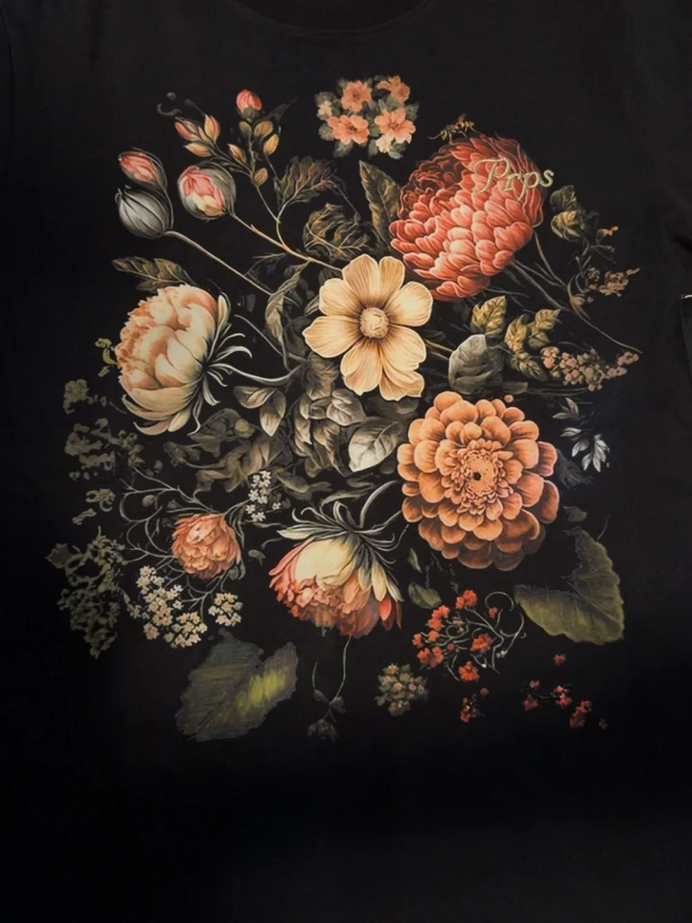 PRPS Black Floral Graphic Tee $98 Retail